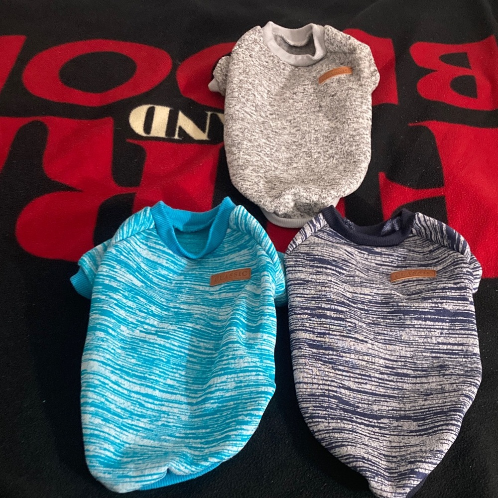 Classic Dog Sweater Set - Gray, Blue, and Light Blue